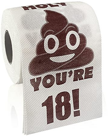 Happy 18th Birthday Gifts, 3-lagig Funny Toilet Paper Roll Holy Poop You're 18 Printed Toilet Paper Gag Gift, Pranks & Surprises Bathroom Decor for Boys Son and Girls, Cheers to 18 Bday Party Supplies