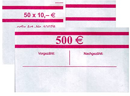EURO Geldscheine | 10 x Banderole 50 x 10 Euro (= 500€) | Für neue und alte 10€ Scheine | Geld bündeln Sammeln Sortieren Aufbewahren VERSAND INNERHALB 24 STUNDEN