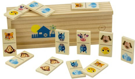 Science4you Jeu de Domino pour Enfant - Domino en Bois avec Dessins d'animaux - Jeux en Bois pour Enfant 3+ Ans - Jouet en Bois pour Enfants - Jeux Educatif e Cadeau pour Garcon e Fille 3+ Ans