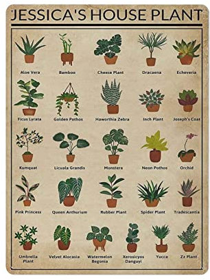 Jessica's House Plant Poster Metal Tin Sign Art Wall Plaque Decor Vintage Retro Sign Iron Painting Aluminum Sign for Home Decor Bar Shop Men Cave Outdoor Garage Indoor 16x12