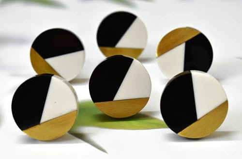 ARTISNO Boutons de porte en bois et résine - Style vintage - Style shabby chic - Pour meubles d'intérieur - Pour placard, tiroir - Noir, SET-6