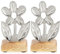 com-four® 2X Deko-Aufsteller Blume - Premium Metall-Blume auf Holz-Sockel - Deko-Blume aus Metall zum Hinstellen und Verschenken (2 Stück - Blume 4)