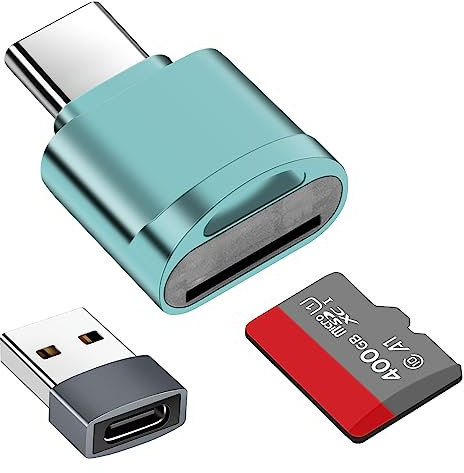 TF Card Reader, Micro SD Card Reader, Type C TF Memory Card Reader Adapter with USB C to USB Adapter Compatible with Laptops, MacBook, Samsung Galaxy (Blue)