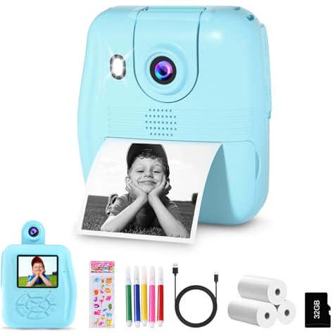 GKTZ Sofortbildkamera für Kinder - Digitalkamera Kamera 1080P Fotoapparat Kinder Kamera mit Druckpapier,Geburtstag und Weihnachten Spielzeug Geschenk für 3-12 Jahren Jungen und Mädchen