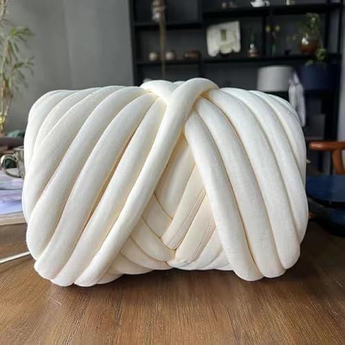 Armstricken Wolle 500g, Wolle Zum Stricken,Riesenwolle Handgestricktes Wollgarn, Länge Ca 25M,DIY Klobiges Dicke Wolle Garn Decke Für Riese Klobig Sticken Werfen Sofa Decke Blanket (Beige)