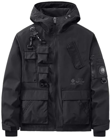 MFCT Men's Techwear Waterproof Windbreaker with Funnel Hoodie