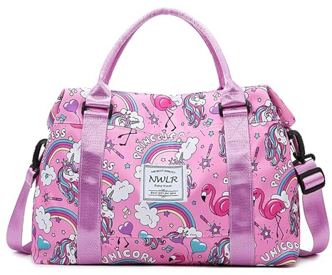 NWLR Damen 10 Handgepäck, 71,1 cm, Regenbogen-Einhorn, Carry-On 28-inch, Trolley-Tasche mit getrennter Tasche für Trocken und Nässe