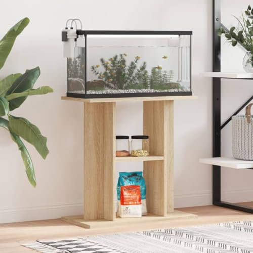 Homgoday Aquariumständer Aquarienunterschrank Aquarienschrank Aquarium Unterschrank Aquarium Tisch Terrarium Schrank Aquarium Stand Sonoma-Eiche 60x30x60 cm Holzwerkstoff