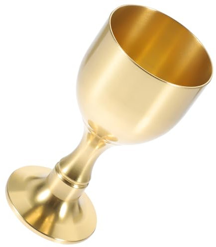 Amosfun Calice in Ottone Dorato Coppa Sacra Multifunzionale Per Vino Liquori E Tè Decorativo Per Eventi E Festa Alta Stabilità 7.5X3.7Cm