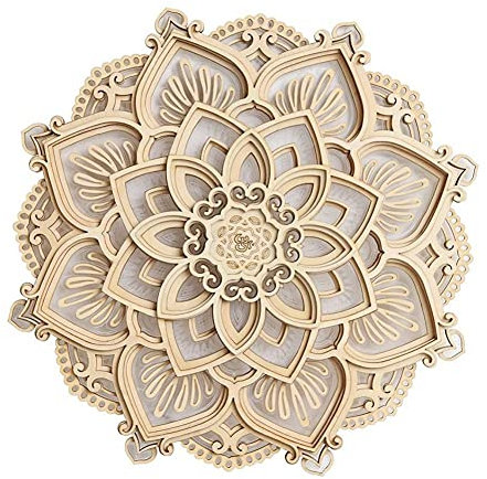 Duontyye LED Night Light Modern Wall Decor with USB Ports Elegant Wooden Mandala Hanging MDF Panels Lamp Decoration