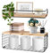 GIRYES Floating Shelves with Wire Storage Basket, Bathroom Shelves Over Toilet with Protective Metal Guardrail, Wood Wall Shelves for Bathroom, Bedroom, Living Room, Toilet Paper (2-in-1 Set)