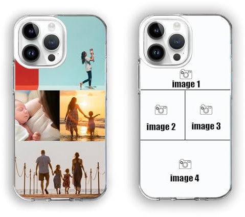 Personalised Custom For iPhone Case, 7 Photo Collage Polaroid Style Custom Picture CLEAR Silicone Impact Case for iPhone 11 12 13 14 15 16 Ranges - Valentine'S Day Gift (4 photos)