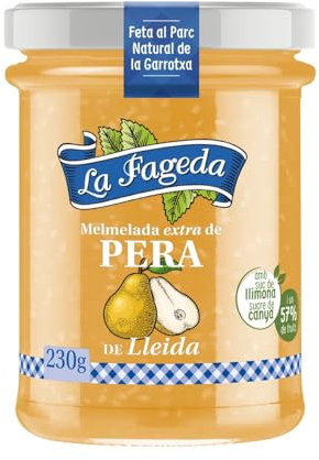 Mermeladas LA FAGEDA: Fresa, Frutas del Bosque, Higo, Melocotón, Pera y Tomate – 230g Cada Una – Sin Gluten y Naturales (Mermelada de Pera)