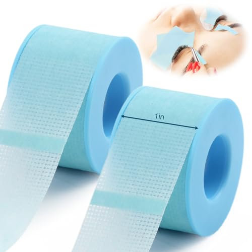 LZM Wimpern Tape Silikongel Micropore Tape 1 In × 4 Yd Atmungsaktiv Schmerzfreie Entfernung Wimpern Extensions Tape Mikroporen Band Wimpernverlängerung Zubehör Wimpern Zubehör (Blau, 2 Reihen)
