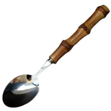 Dh2yjnbf3 Serving Tablespoons Bamboo long handle creative 304 stainless steel main dinner spoon multi-dinner spoon high value household soup spoon Spoons