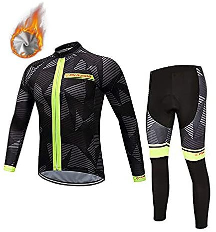 VeloZenith Fahrradbekleidung Herren Winter Set,Herren Fahrrad Jacke + Hose Set Warmes und Winddichtes Design Fahrradtrikot,Radtrikot Herren Langarm für Outdoor-Aktivitäten wie Radfahren, Klettern(L)