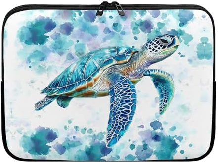 Showudesigns Sea Turtle Laptop Sleeve Case for Women Neoprene Laptop Sleeve 13 inch Portable Accessory Bag Tie Dye Computer Sleeve Tablet Bag Hippie Blue