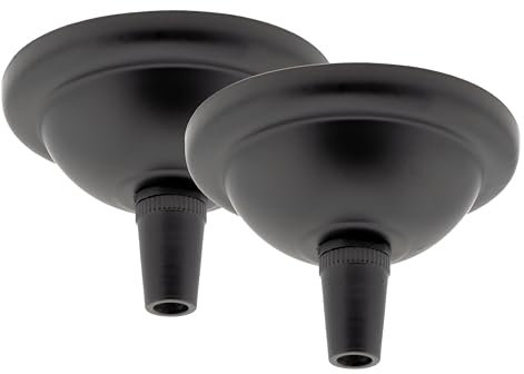 2 Pack Art Deco 67mm Diameter Small Metal Ceiling Rose and Colour Matched Metal Grip in Matte Black Finish