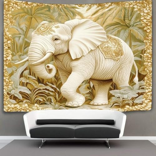 OSBELE Elefant Tapisserie-Wandbehang, ClipKunststil Wandteppich Für Schlafzimmerdekoration,Geburtstagsfeier Oder Gartenkulisse 150cmx200cm