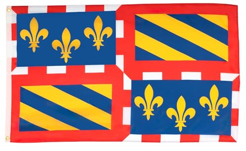 AZ FLAG Lot de 2 Drapeaux Bourgogne 90x60 cm Polyester 100D 2 Œillets | Usage intérieur et extérieur Drapeau décoratif bourguignon coutures doubles et bords renforcés avec œillets métalliques