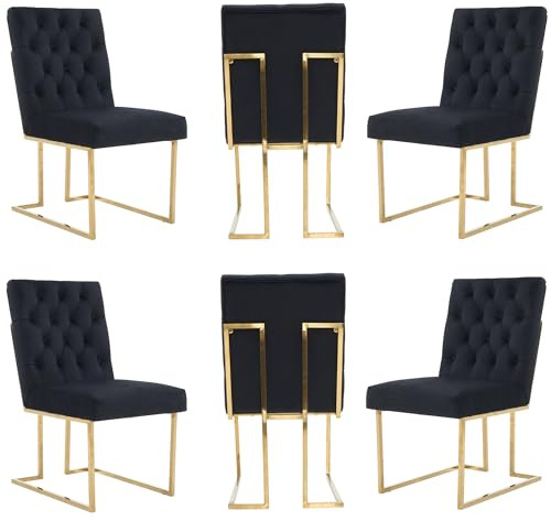 Siena Tufted Velvet Dining Chair – Luxury Upholstered Accent Chair with Gold Frame, Legs & Back Handle for Modern Glam Interiors Dining Room Living Room Restaurants