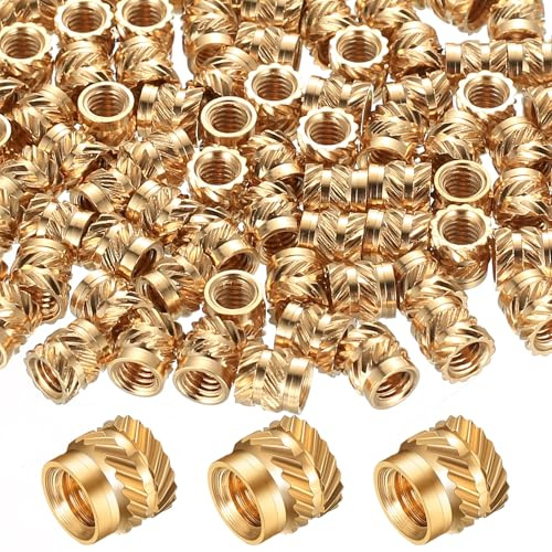 JiuXinYuKeJi 100 Stk M4 Gewindeeinsatz 3D Druck Einschmelzgewinde,M4x6x6mm | Einpressmuttern, Messing Gewindeeinsätze, Gewindebuchse Rändelmuttern Threaded Inserts für 3D Druck Zubehör Kunststoffteile