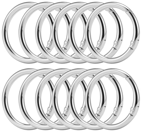 12 PCS Karabiner Rund Karabinerhake 45mm,Runde Clip-Schnapp-Schlüsselringe | Karabiner Ring Schlüsselring Klein, Karabinerr Feder O Ringe für Schlüsselanhänger, Tasche