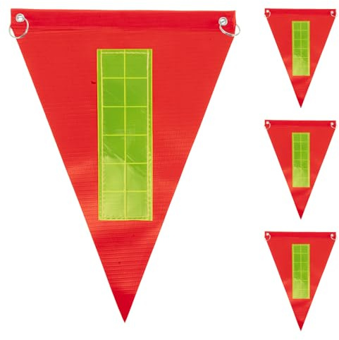 JUMPLAWN 4 Stück Pack Reflektierende Sicherheitsfahnen für Kinderfahrräder Roller und Karts Dreieckige PVC Fahrradflaggen Universell Kompatibel Sichtbare Warnflaggen für Mehr