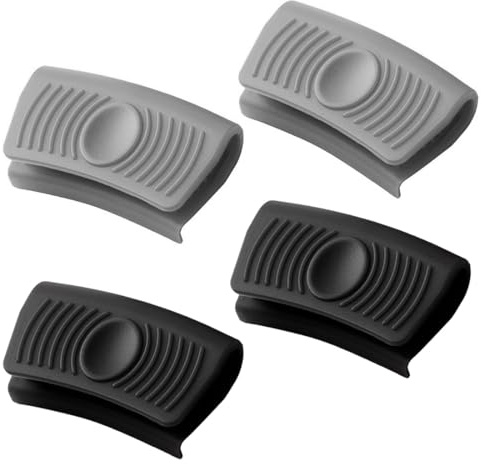 AEKZOX 2 Paia di Presine in Silicone per Pentole, Manici per Pentole, Resistente al Calore, Adatto per Teglie da Forno e Padelle in Ghisa, Ideale per Cucina, Cottura e Forno (Nero, Grigio)