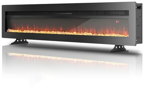 DARDVORLAG Elektrokamin 60/152cm,3-in-1 Elektrischer Kamin Wand/Einbau/Stand,Einbaukamin mit 3D Flammeneffekt und 12 Flammenfarben,900W/1800W