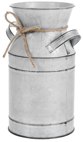 Vaso per Fiori in Ferro Stile Vintage Brocca da Latte Argento | Elemento Decorativo Versatile, per Composizioni Floreali, Tavoli, Interni Domestici e Ambienti Dall’Arredo Retrò