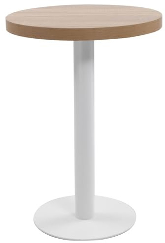 Mhdvray Kleiner Bistrotisch 60 cm MDF Holzoptik Hellbraun Weiß, 75 cm Höhe, Stahlgestell, platzsparend für 2 Personen, wasserabwischbare Platte, modernes Design für Küche Esszimmer Balkon
