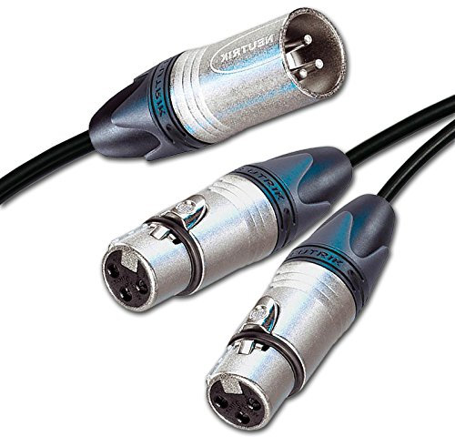 Microphone Splitter Audio Cable. Balanced XLR Lead. 1 Male to 2 Female. DMX (2m)