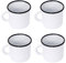 Set di 4 tazze in metallo smaltato - Diametro 8 cm - 250 ml - Bianco
