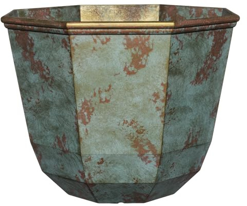 Classic Home and Garden Shaina Planting Pots - Lightweight Indoor & Outdoor Plant Pots - UV-Resistant Resin Flower Pots - Pot Planters for Flowers & Herbs (15” Patina Copper)