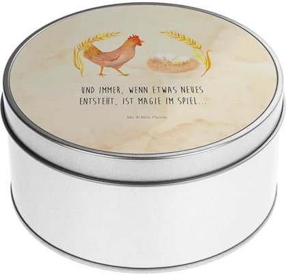 Mr. & Mrs. Panda Blechdose rund Huhn Stolz - Geschenk, Metall Dose, Schwangerschaft, Blechdosen mit Deckel, Metallkiste mit Deckel, Landwirtin,