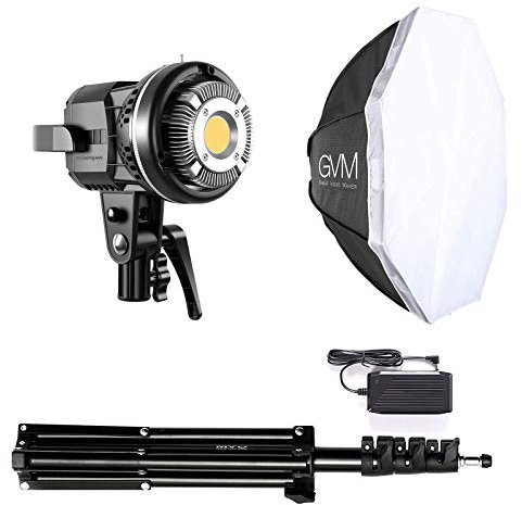 GVM 80W LED Video Light with Bowens Mount Kit, Continuous Softbox Lighting 5600K CRI97+ Dimmable LED Photography Lighting Kit, Studio Lighting for Camera Film Photographic Light with Stand