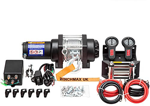 Winchmax 3.000 Libras (1.361 kg) Cabrestante eléctrico de 24V de Grado Militar. Marina. Remolque de Barco. Mando a Distancia inalámbrico Doble.