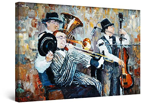 Startonight Impression sur Toile Orchestre de Musique Jazz - Tableau Abstrait - Decoration Murale Salon Moderne - Image sur Toile - 60 x 90 cm Idée Cadeau Élégante Originale Effet Lumineux Nocturne