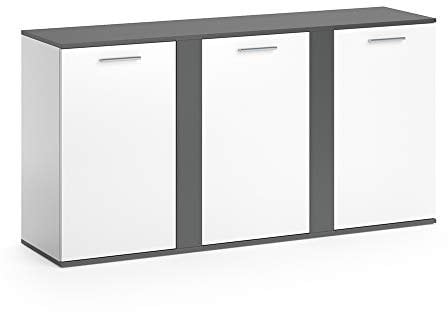 Vicco Kommode Novelli, Regal mit Türen, Anthrazit/Weiß, 155 x 80 cm mit Türen