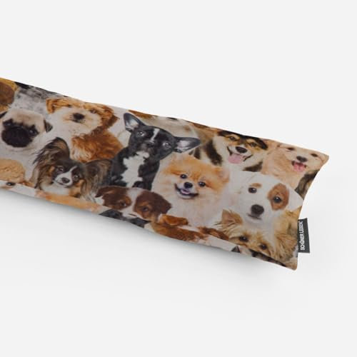 SCHÖNER LEBEN. Zugluftstopper Digitaldr. Hunde Welpen braun weiß schwa, Auswahl:120cm Länge