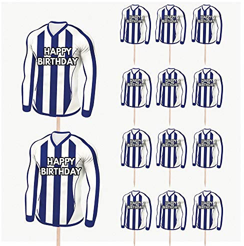AK Giftshop Football Birthday Cupcakes Cake Food Decorations Picks Toppers - (pack of 14) (West Brom Colours)