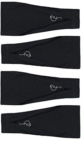 Maven Thread 4 Wide Workout Headbands for Women (4 Pack) – Non-Slip Sweatbands for Gym, Running & Yoga (Black)