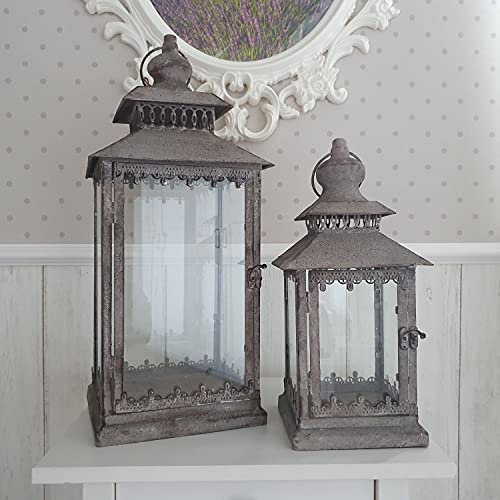 Arinosa Laternen Metall Shabby Vintage Gartenlaterne Landhaus 39 oder 54 cm Höhe ab, Größe Laterne:Klein 16 x 16 x 39 cm