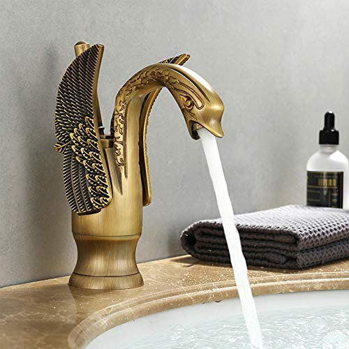 Wasserhahn Bad Waschtischarmatur, Schwarz Antikes Messing Waschtischmischer Armatur Kaltes Und Heißes Wasser Vorhanden, Geeignet Für Badezimmer Und Waschbecken, Einhandmischer Waschtischarmaturen