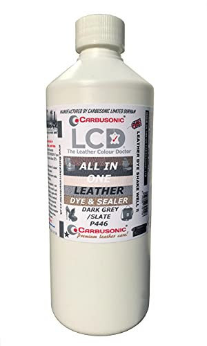Carbusonic All-in-One Leather Dye & Sealant Dark Grey - Restores Colour & Protects Interior Leather, Vinyl - Waterproof Repair Paint for Sofas, Handbags, Chairs, Shoes & Car Seats