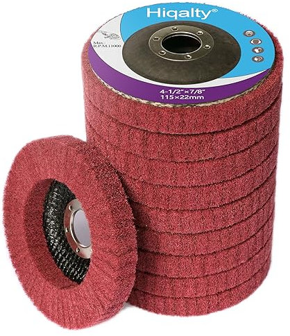 10Pcs 4 1/2 x 7/8 Non-Woven Flap Disc Polishing Grinding Wheel,Scouring pad Buffing Wheels for Angle Grinder