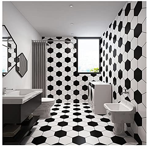 Wallpaper Self-adhesive Wallpaper For Kitchen Bathroom, Black And White Football Waterproof PVC Wallpaper, Furniture Floor Wall Decoration Stickers, 0.6x5m (Color : Style 2)