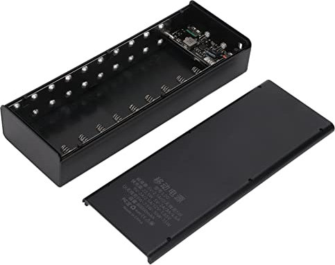 cigemay Powerbank, Universelles Abnehmbares 20x18650 Batteriefach Powerbank Shell, Große Kapazität, Einfach zu Tragen und Aufzubewahren, für Mobiltelefone, Tablets, Kameras (ohne Batterie)(Schwarz)