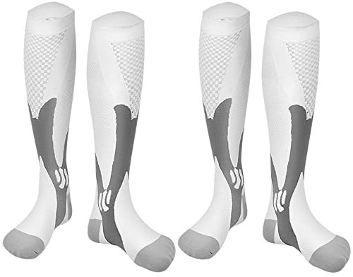 Odtmger Calcetines de Compresión Mujeres y Hombres (2 Pares) Medias de Compresión 20-30 mmHg Calcetines de Soporte Medias de Soporte de Rodilla para Correr, Atletismo, Viajes